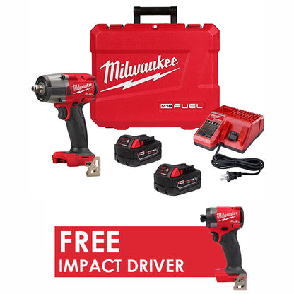 Milwaukee 2962-22R M18 FUEL™ 1/2 " Mid-Torque Impact Wrench + FREE Impact Driver