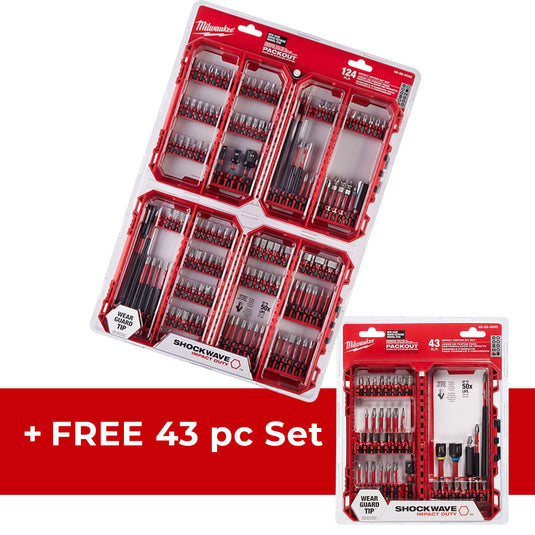 Milwaukee 48-32-4034 SHOCKWAVE Impact Duty™ Driver Bit Auto Set – 124PC + FREE 43pc Set