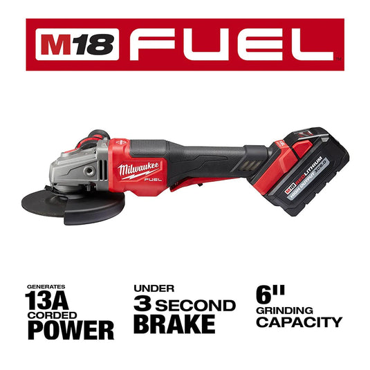 Milwaukee 2980-22 M18 FUEL 4-1/2" 6" Grinder, PADDLE SWITCH NO-LOCK 2 Batt Kit - Free Gift