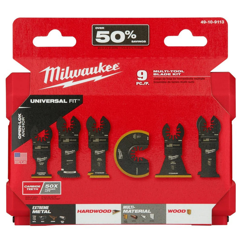 Load image into Gallery viewer, Milwaukee 49-10-9113 Oscillating Cutting Blade Set: 9 Blades, Round &amp; Straight
