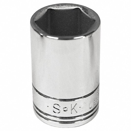 SK Hand Tools 41878 1/4" Dr. 9/16" 6pt Semi-Deep Fractional Chrome Socket - USA