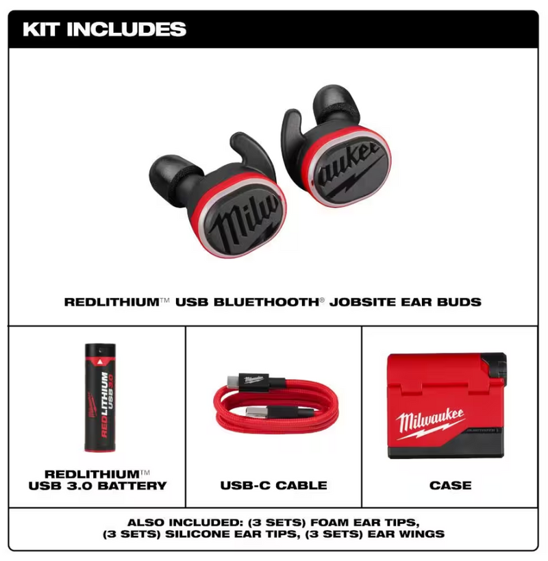 Load image into Gallery viewer, Milwaukee 2191-21 Redlithium USB Cordless Bluetooth Jobsite Earbuds Milwaukee Headphones
