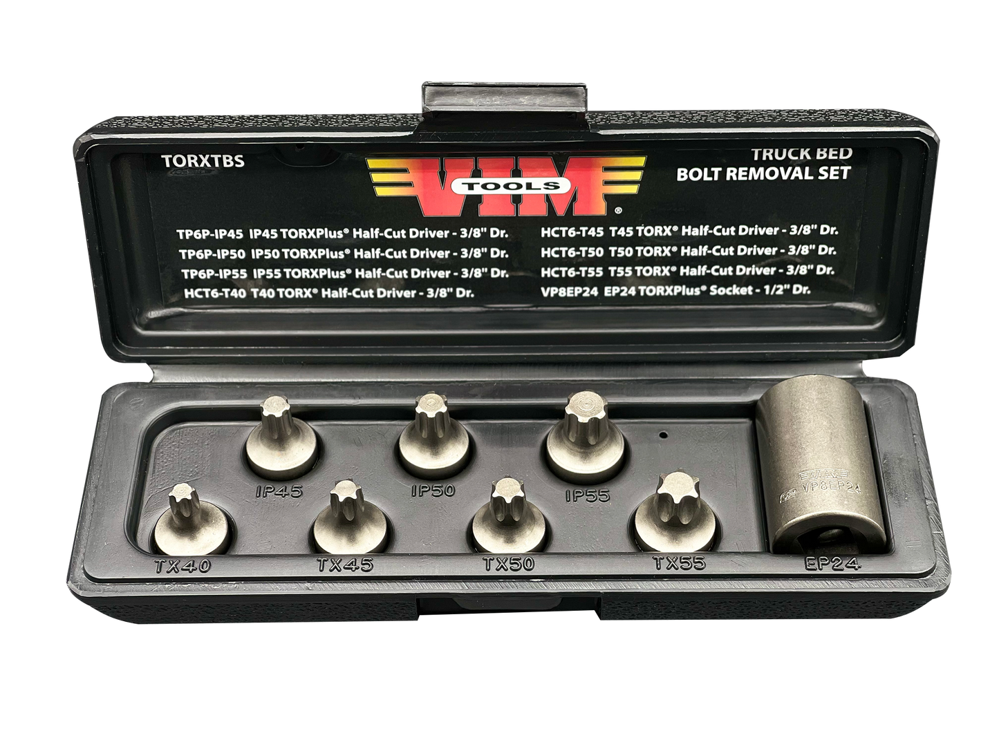 VIM Tools TORXTBS TORX Truck Bed Set, EP24, T40 thru T55 Torx, IP45 thru IP55 Torx Plus