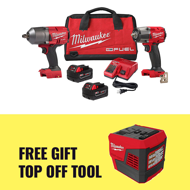 Load image into Gallery viewer, MILWAUKEE 2988-22R M18 FUEL 3/8&quot; &amp; 1/2&quot; HIGH TORQUE IMPACT WRENCH KIT + FREE
