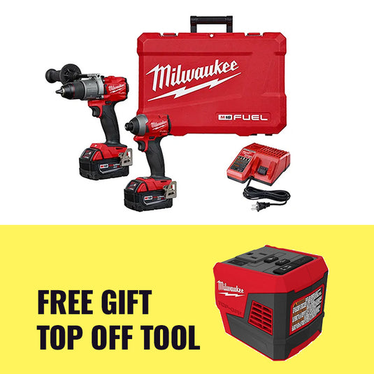 Milwaukee 2997-22 M18 1/4" Impact Driver and 1/2" Hammer Drill Kit + Free Gift