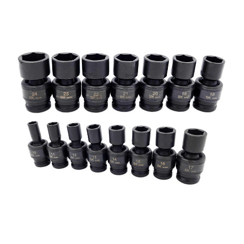 Load image into Gallery viewer, SK Tools 34350 15 Piece 1/2&quot; Drive Metric Swivel Impact Socket Set
