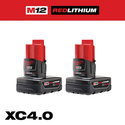 Milwaukee 48-11-2442 M12 REDLITHIUM XC4.0 2PK Batteries + FREE Tool
