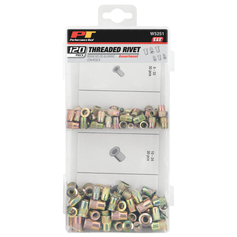 Load image into Gallery viewer, Performance Tool W5251 SAE Threaded Rivet Assortment 120 pc
