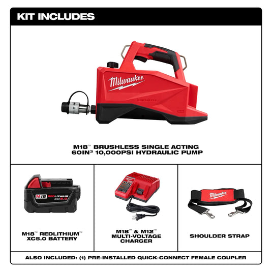 Milwaukee 3120-21 M18 Brushless Single Acting 60in3 10000PSI Hydraulic Pump