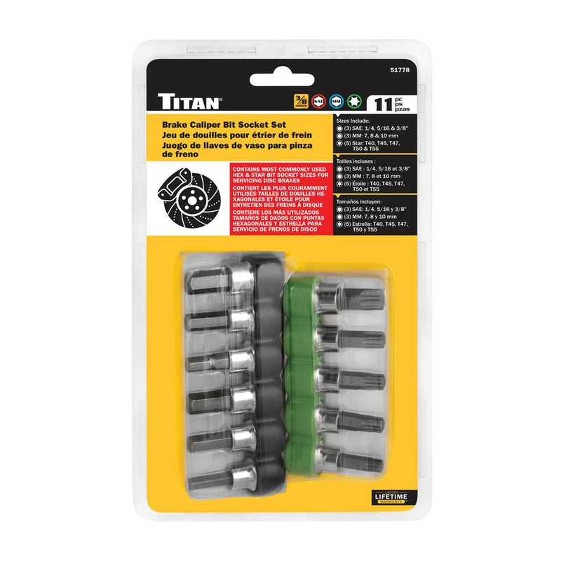 Load image into Gallery viewer, TITAN Tools 51778 Brake Caliper Bit Socket Set 11 PC
