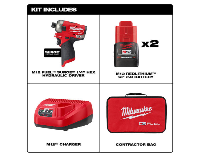 Load image into Gallery viewer, Milwaukee 2551-22 M12 Fuel Surge 1/4&quot; Hex Hydraulic Driver Kit + 3/8&quot; Ratchet
