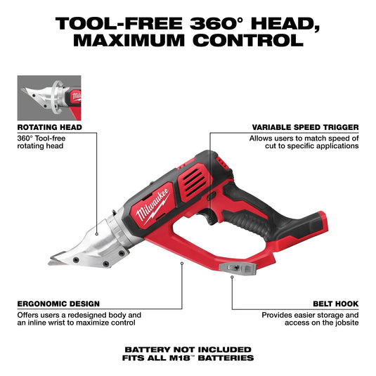 Milwaukee 2635-20 M18 Double Cut Shear 18 Gauge + 5ah Battery