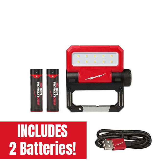 Milwaukee 2114-21 USB Rechargeable Pivoting Flood Light 550-Lumen  + Free Battery