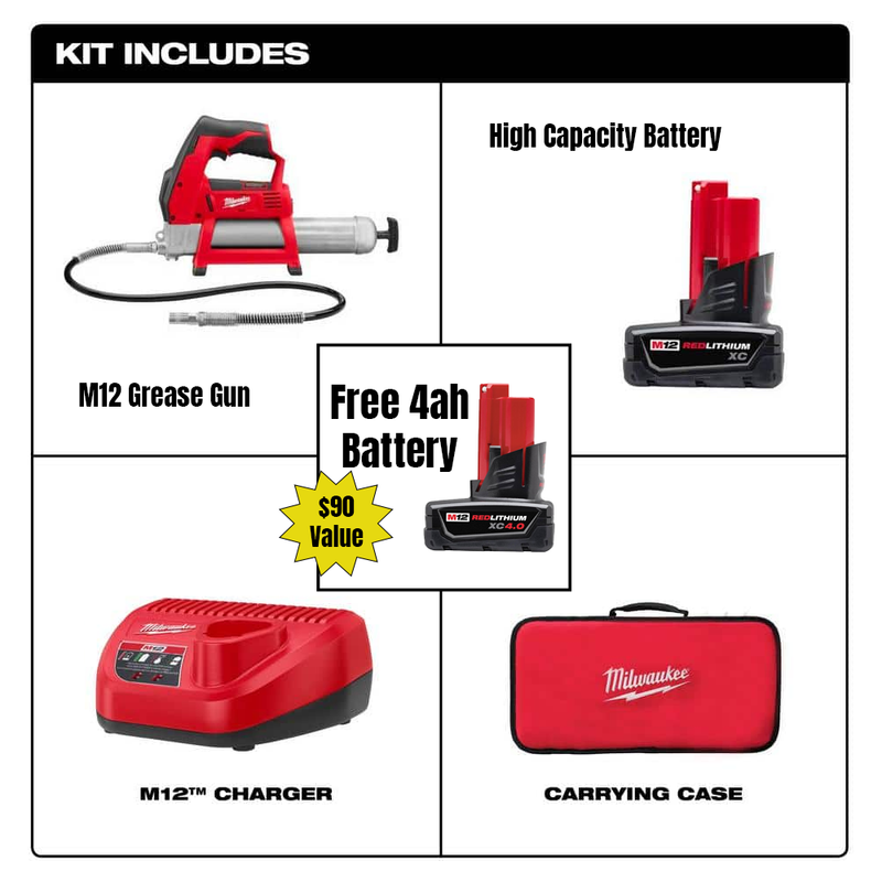 Load image into Gallery viewer, Milwaukee 2446-21XC Grease Gun M12 Cordless Lithium-Ion + Free Extra Battery
