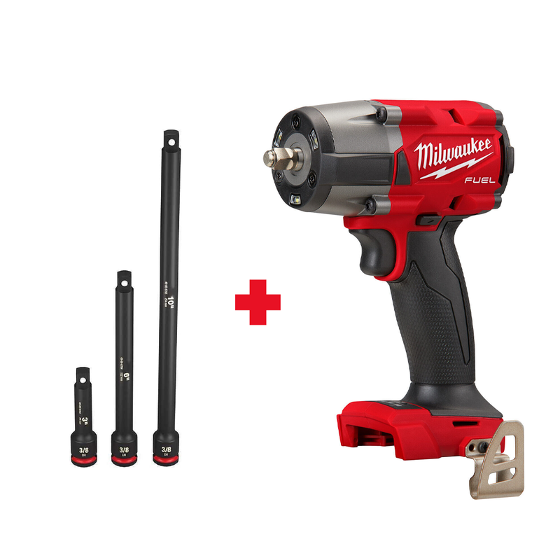 Load image into Gallery viewer, Milwaukee 2960-20 M18 FUEL 3/8&quot; Mid-Torque Impact Wrench BARE TOOL + 3pc Impact Socket Extension Set
