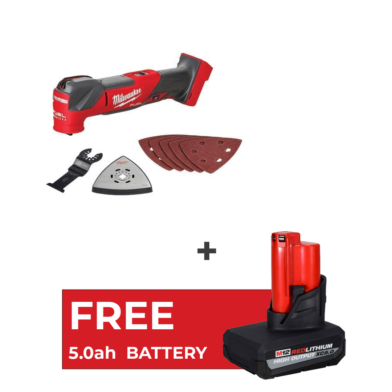 Load image into Gallery viewer, Milwaukee 2526-20 M12 FUEL Cordless Oscillating Multi-Tool  + 5.0ah Battery
