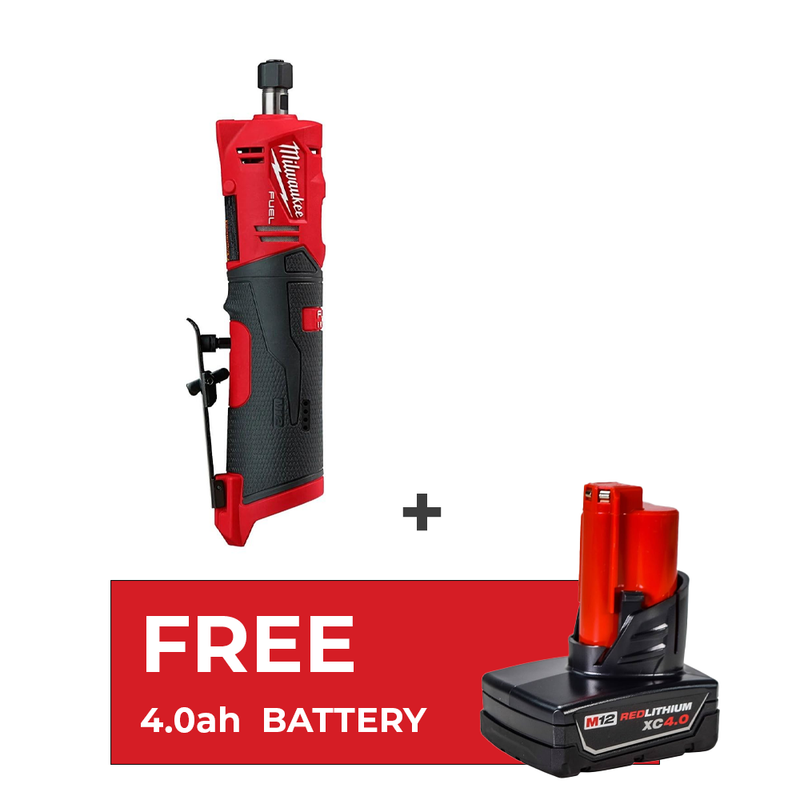 Load image into Gallery viewer, Milwaukee 2486-20 M12 FUEL 1/4&quot; Cordless Straight Die Grinder + Free 4.0ah Battery
