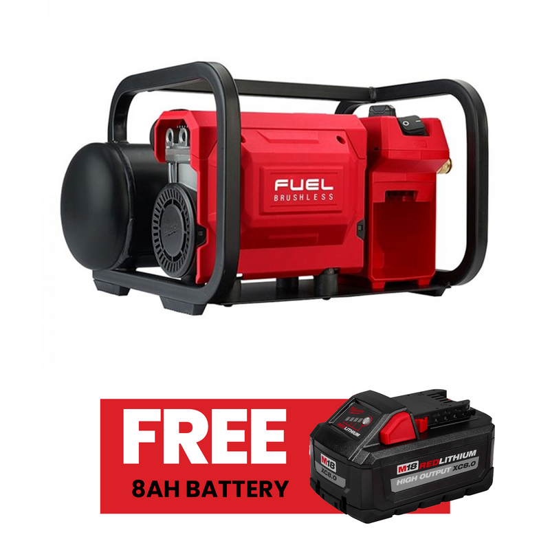 Load image into Gallery viewer, Milwaukee 2840-20 M18 FUEL 2 Gallon Compact Quiet Compressor + 8ah Battery
