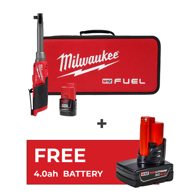 Load image into Gallery viewer, Milwaukee 2569-21 M12 FUEL 12V 3/8 in Extended Reach High Speed Ratchet Kit + 4.0 Battery
