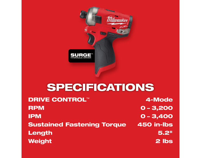 Load image into Gallery viewer, Milwaukee 2551-22 M12 Fuel Surge 1/4&quot; Hex Hydraulic Driver Kit + 3/8&quot; Ratchet
