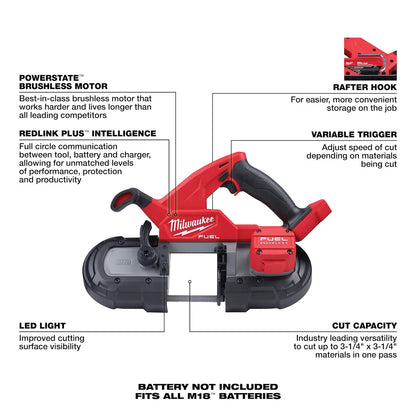 Milwaukee 2829-20 M18 FUEL Compact Band Saw + FREE Battery