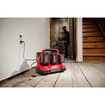 Milwaukee 48-59-1809 M18 Six Bay Rapid Charger w/ PACKOUT Compatibility + FREE Battery