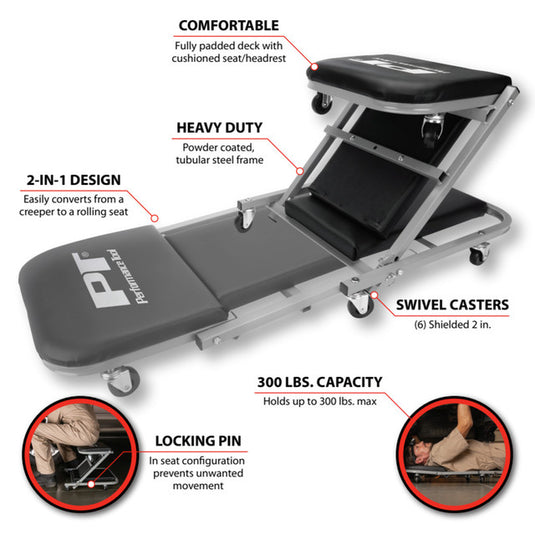 Performance Tool W85018 2-in-1 Z-Frame Folding Creeper 40"