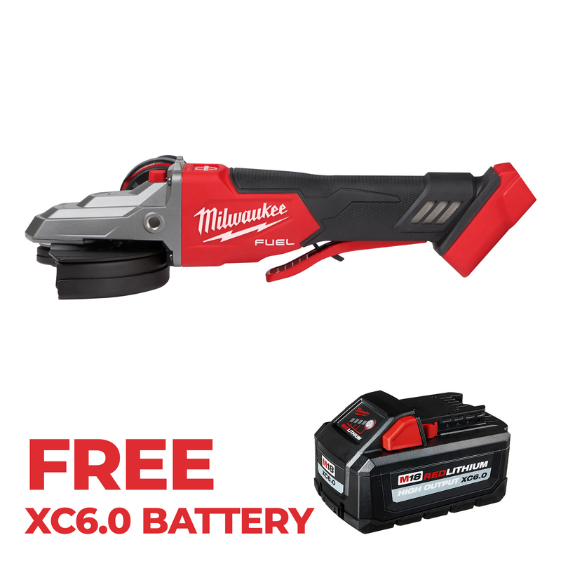 Load image into Gallery viewer, Milwaukee M18 FUEL™ 5&quot; Flathead Braking Grinder, Paddle Switch No-Lock + Battery
