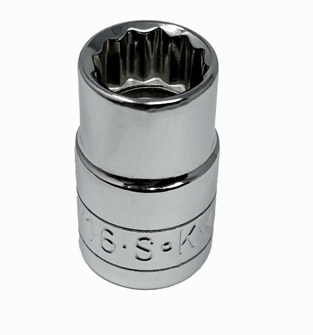 SK Tools 40218, 1/2 Drive, 12 Point 9/16 SAE Chrome Standard Socket