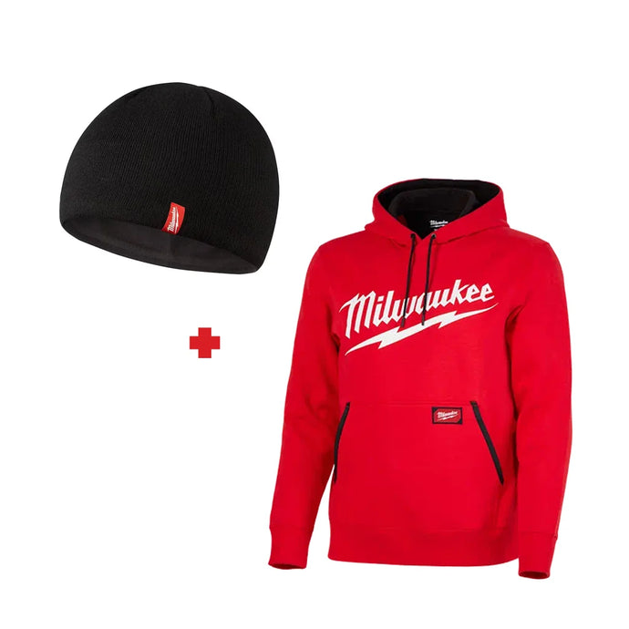 Milwaukee Pullover Logo Hoodie - w/ Pockets + Fleece Lined Beanie Black Friday