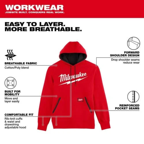 Milwaukee Pullover Logo Hoodie - w/ Pockets + Fleece Lined Beanie Black Friday