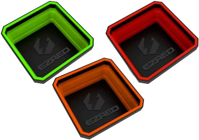 EZRED EZTRAYCLR Expandable Magnetic Parts Trays (3 Pack) Red, Green, Orange