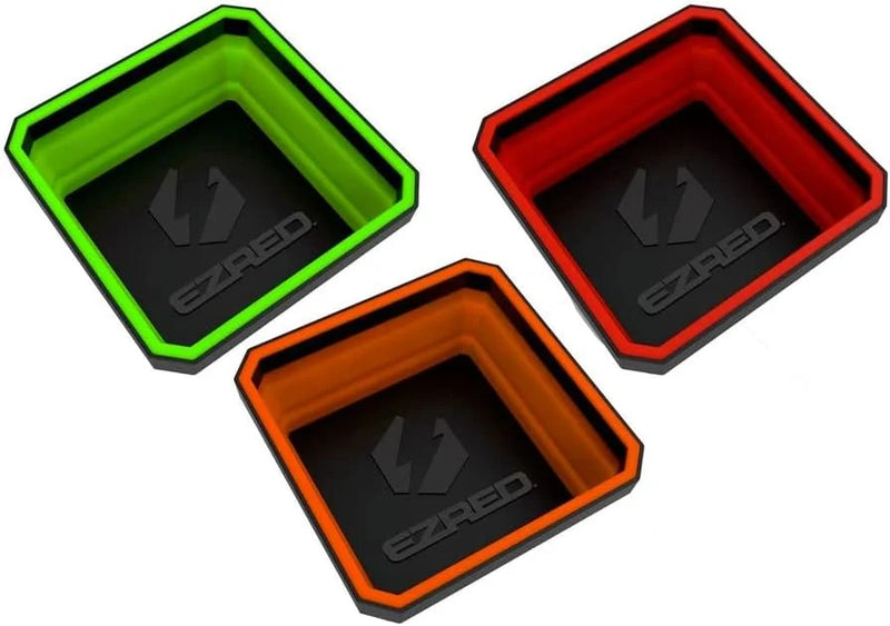 Load image into Gallery viewer, EZRED EZTRAYCLR Expandable Magnetic Parts Trays (3 Pack) Red, Green, Orange
