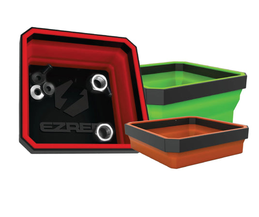 EZRED EZTRAYCLR Expandable Magnetic Parts Trays (3 Pack) Red, Green, Orange