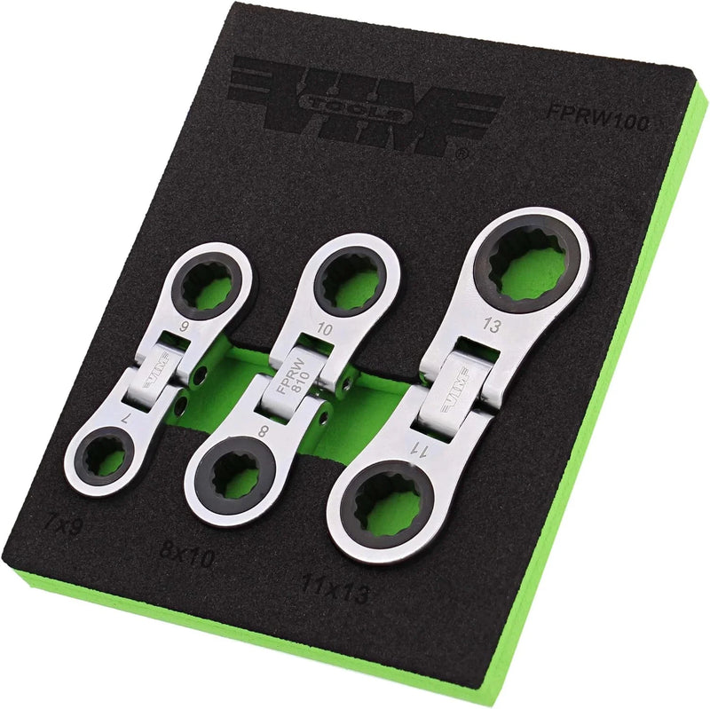 Load image into Gallery viewer, VIM Tools FPRW100 Nano Flex Ratcheting Wrench Set,  72 Tooth  - 3pc
