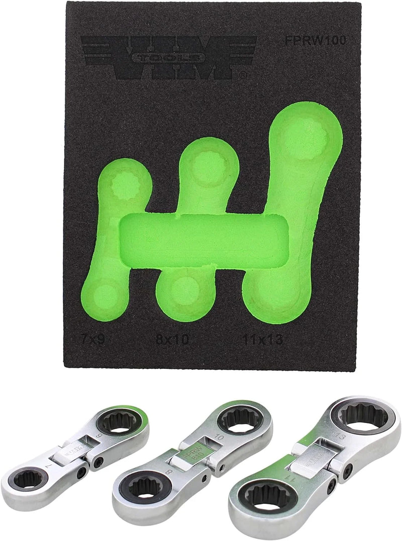 Load image into Gallery viewer, VIM Tools FPRW100 Nano Flex Ratcheting Wrench Set,  72 Tooth  - 3pc
