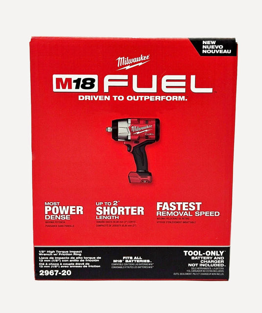 Milwaukee M18 2967-20 FUEL 1/2" High Torque Impact Wrench Friction Ring Gen 3 + 2903-20 Driver