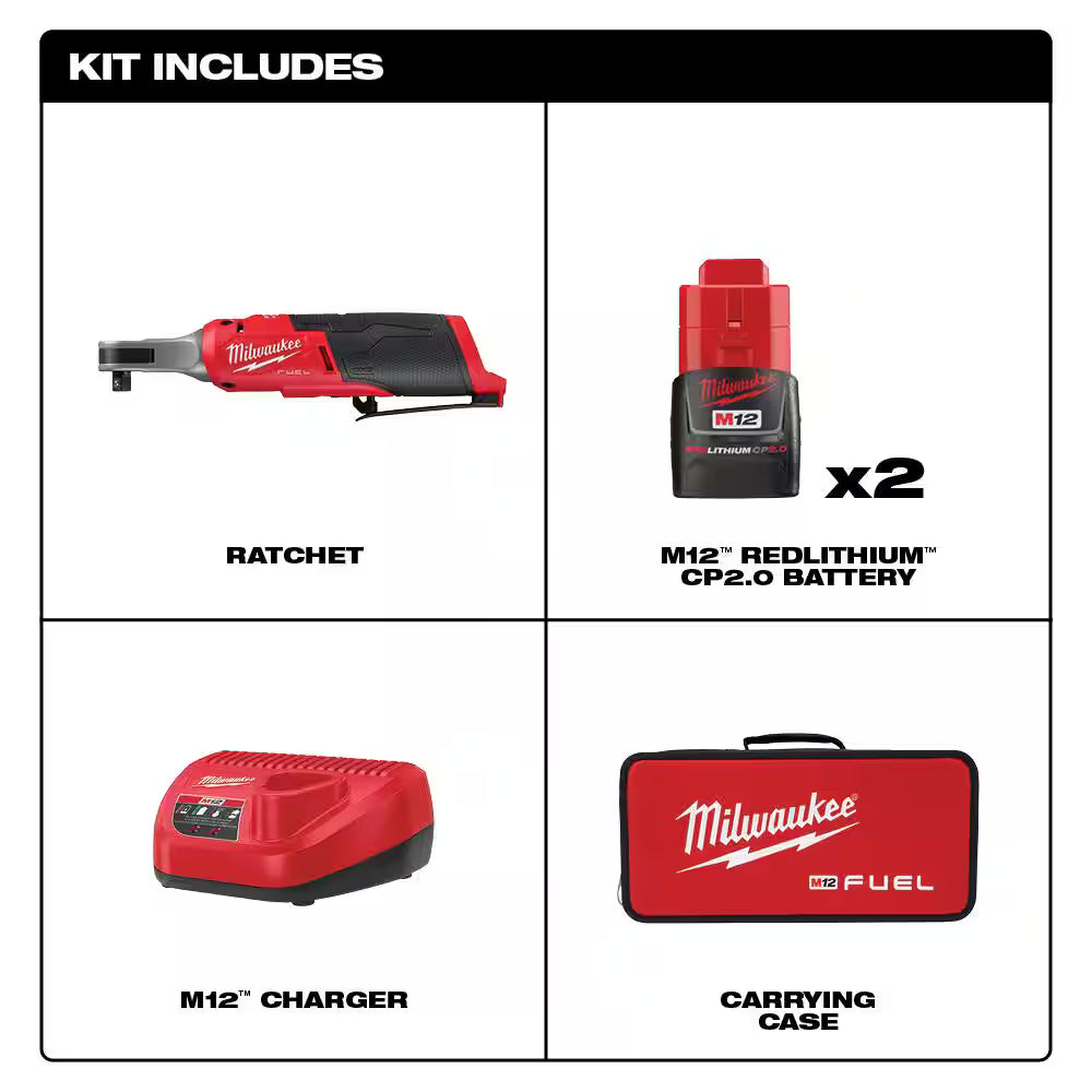 Milwaukee 2567-22 3/8" High Speed Ratchet Kit w/ (2) Batteries