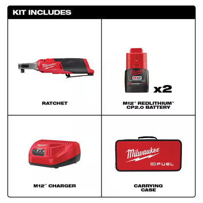 Milwaukee 2567-22 3/8" High Speed Ratchet Kit w/ (2) Batteries
