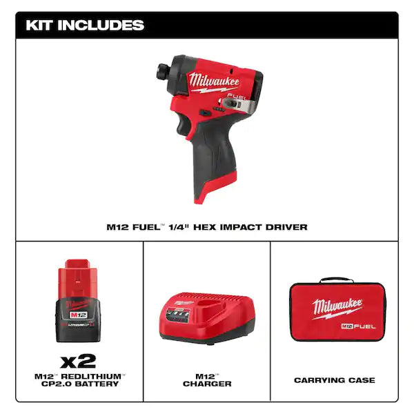 Load image into Gallery viewer, Milwaukee 3453-22 12V Fuel 1/4&quot; Cordless Hex Impact Driver Kit + 2415-20 Drill
