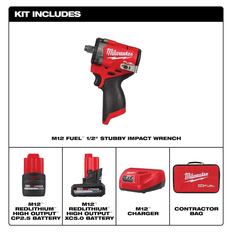 Load image into Gallery viewer, Milwaukee 2563-22 M12 FUEL Stubby 1/2 Inch Impact Wrench Kit
