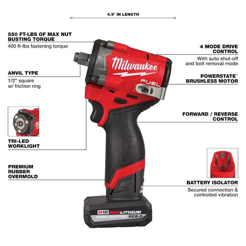 Load image into Gallery viewer, Milwaukee 2563-22 M12 FUEL Stubby 1/2 Inch Impact Wrench Kit
