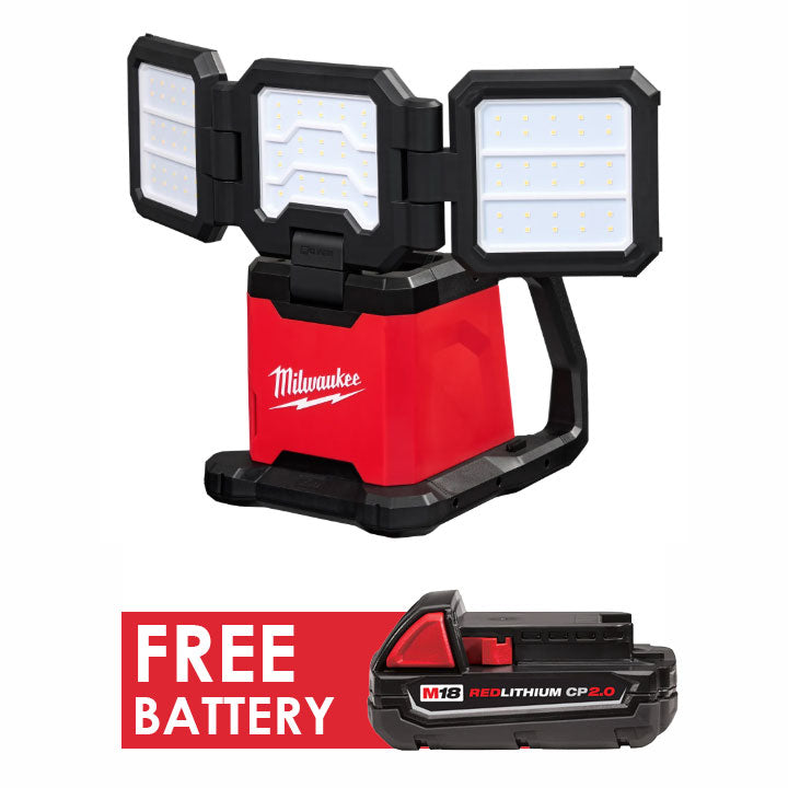 Milwaukee 2368-20 M18 ROVER Dual Power Triple-Panel Flood & Area Light + FREE Battery