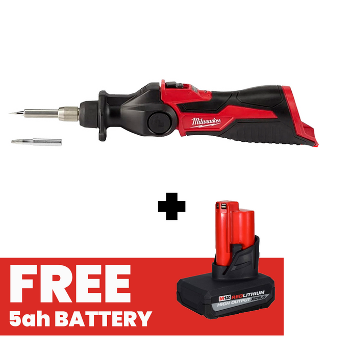 Milwaukee 2488-20 M12 Cordless Soldering Iron + Free 5ah Battery