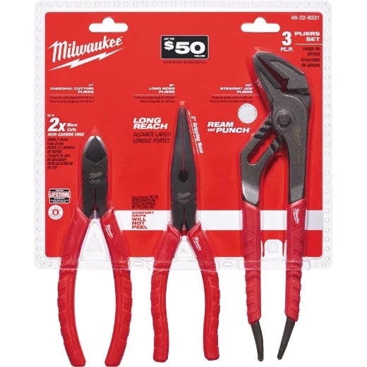 Milwaukee Tool 48-22-6331 Pliers Kit Comfort Grip (3-Piece)