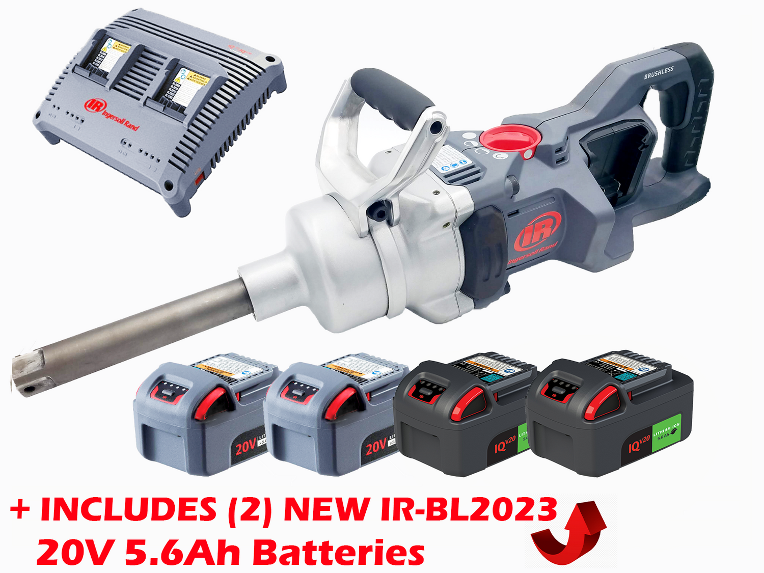 Ingersoll Rand W9691K4E 20V Hightorque 1" Cordless Impact Wrench Kit