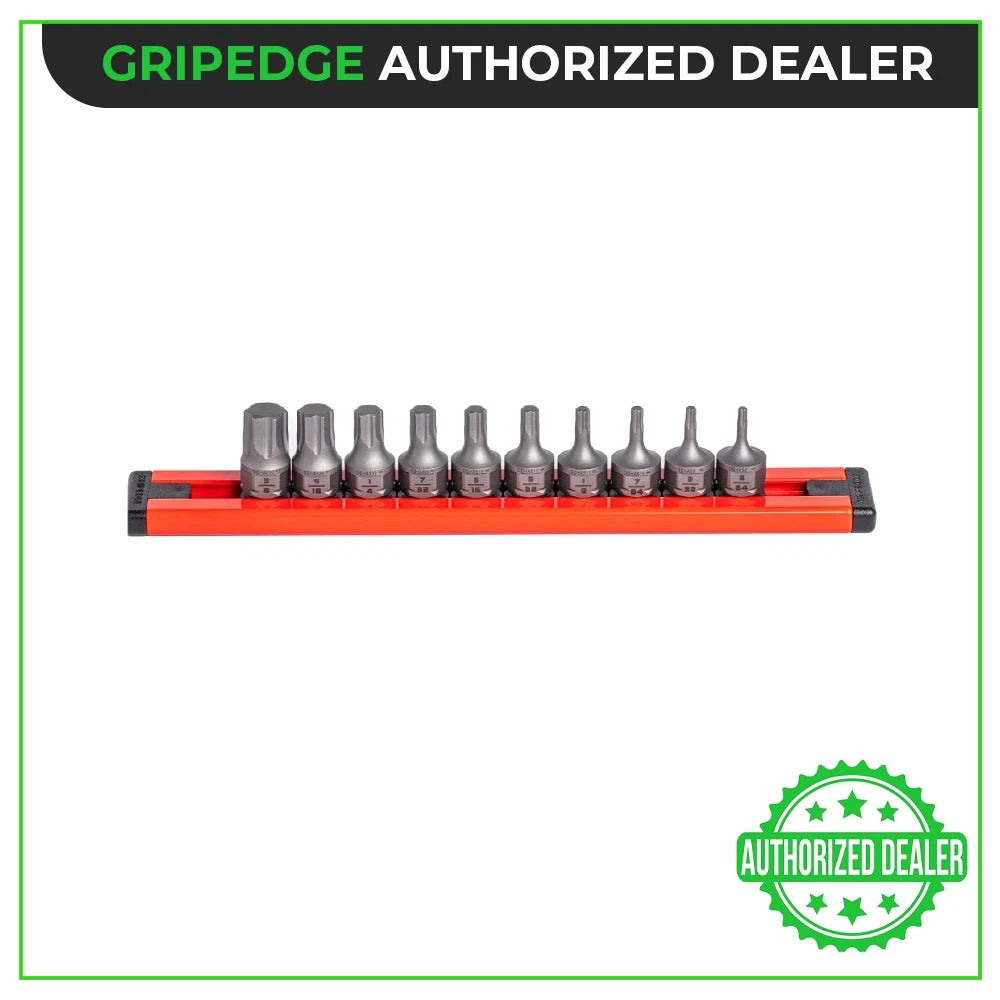 GripEdge Tools DDHAS10S 10 Piece 1/4" Dr Dual Drive SAE RPT Hex Driver Set