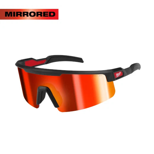 Milwaukee 48-73-2500 Wrap Around Safety Glasses Red Mirrored Anti-Scratch Lenses