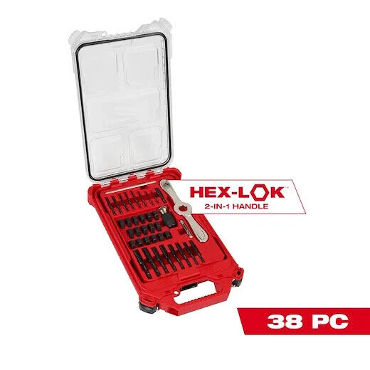 Milwaukee 49-22-5604 38pc Sae Tap & Die Packout Set W/ Hex-lok 2-in-1 Handle