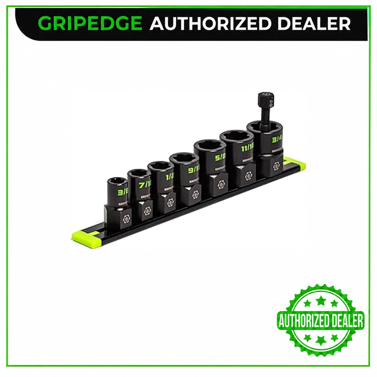 GRIPEDGE XBS7S 7-PC – 3/8'' Drive SAE RPT Socket Extractor Set (One Size)